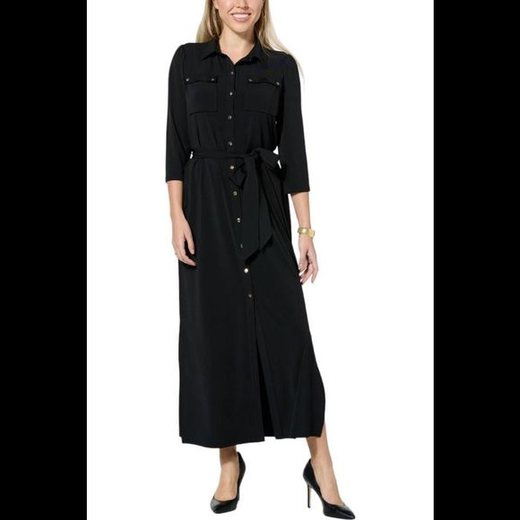 C Wonder by Christian Siriano Maxi Shirt Dress Black - Regular - Picture 1 of 1